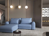 Colțar extensibil dumonde cu ladă de depozitare si sezut confortabil din spuma HR, Denver Enjoy Albastru 275x185 cm Fabrica