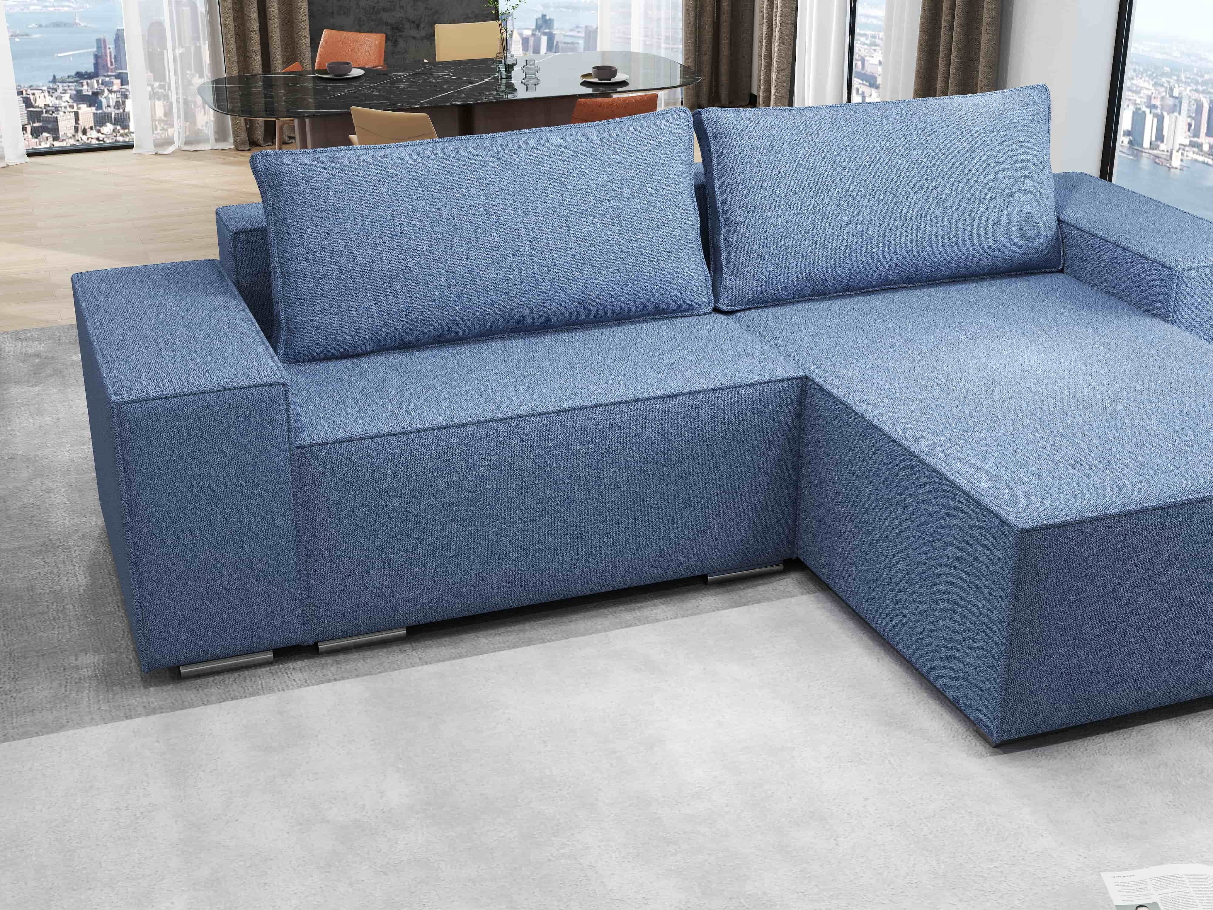 Colțar extensibil dumonde cu ladă de depozitare si sezut confortabil din spuma HR, Dream Enjoy Albastru 290x185 cm II Fabrica