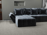 Colțar extensibil dumonde cu ladă de depozitare si sezut confortabil din spuma HR, Berlin Euphoria Gri Grafit 280x185 cm Fabrica