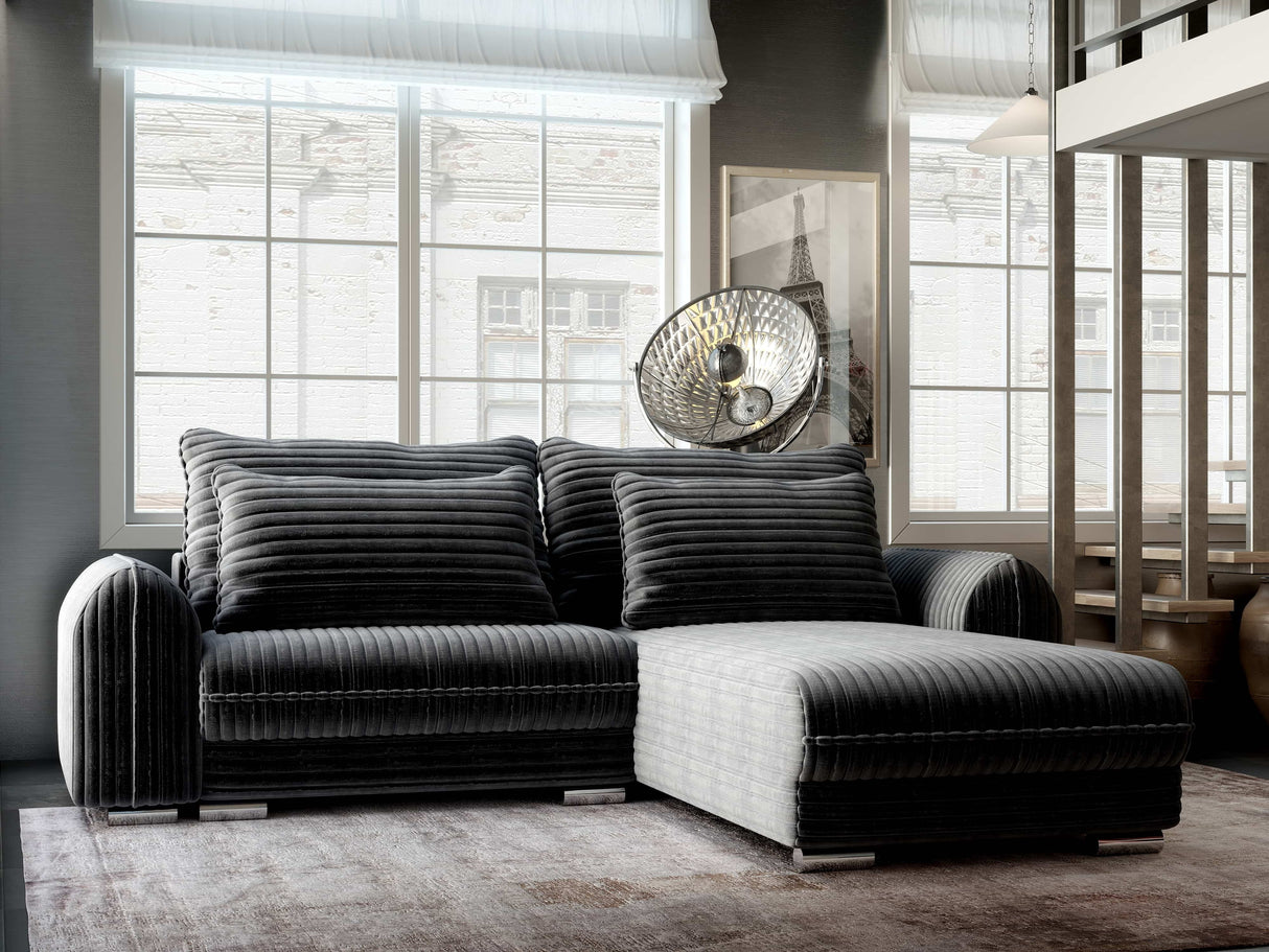 Colțar extensibil dumonde cu ladă de depozitare si sezut confortabil din spuma HR, Denver Ambience Gri 275x185 cm II Fabrica
