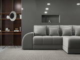 Colțar extensibil dumonde cu ladă de depozitare si sezut confortabil din spuma HR, Verona Royal Gri II 290x185 cm Fabrica