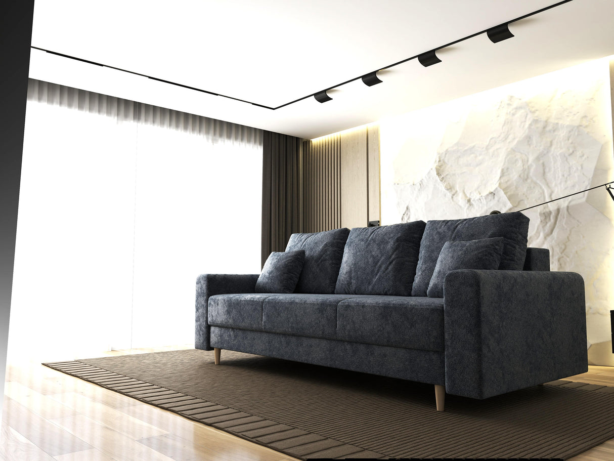 Canapea extensibilă dumonde cu ladă de depozitare si sezut confortabil din spuma HR, Kronos Euphoria Gri Grafit 210x100 cm fabrica