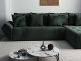 Colțar extensibil dumonde cu ladă de depozitare si sezut confortabil din spuma HR, Berlin XL Ambience Green II 350x185 cm Fabrica