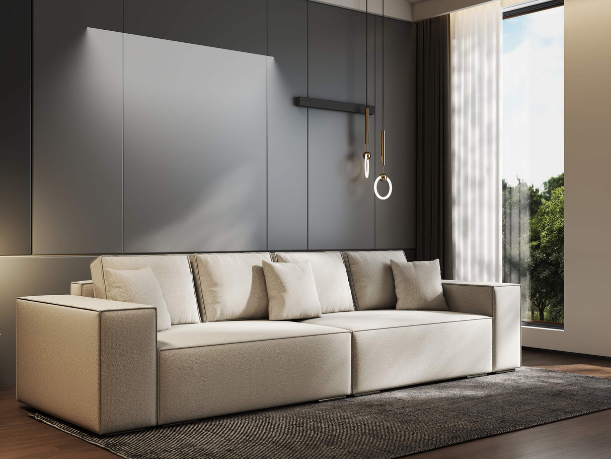 Canapea extensibilă dumonde cu ladă de depozitare si sezut confortabil din spuma HR, Dream Enjoy Bej 310x100 cm Fabrica