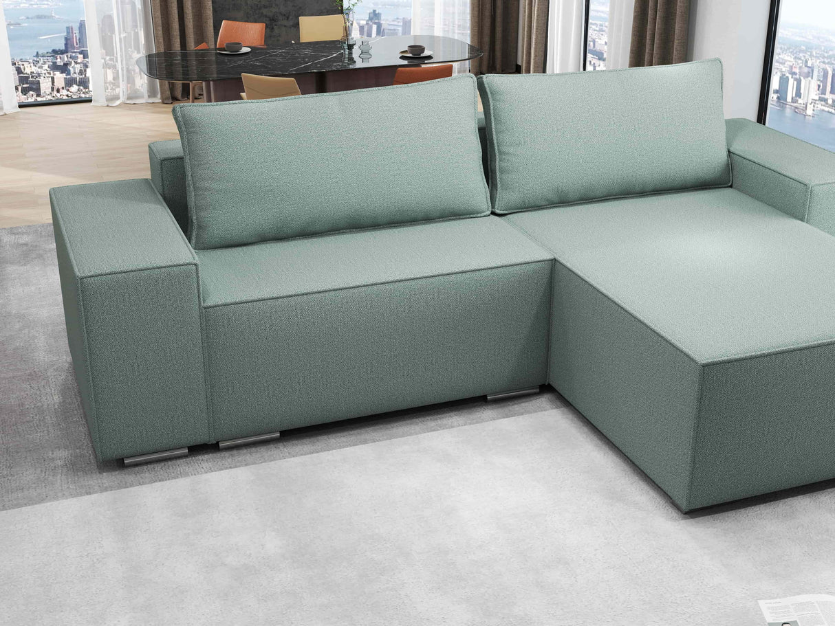 Colțar extensibil dumonde cu ladă de depozitare si sezut confortabil din spuma HR, Dream Enjoy Verde Mint 290x185 cm II Fabrica