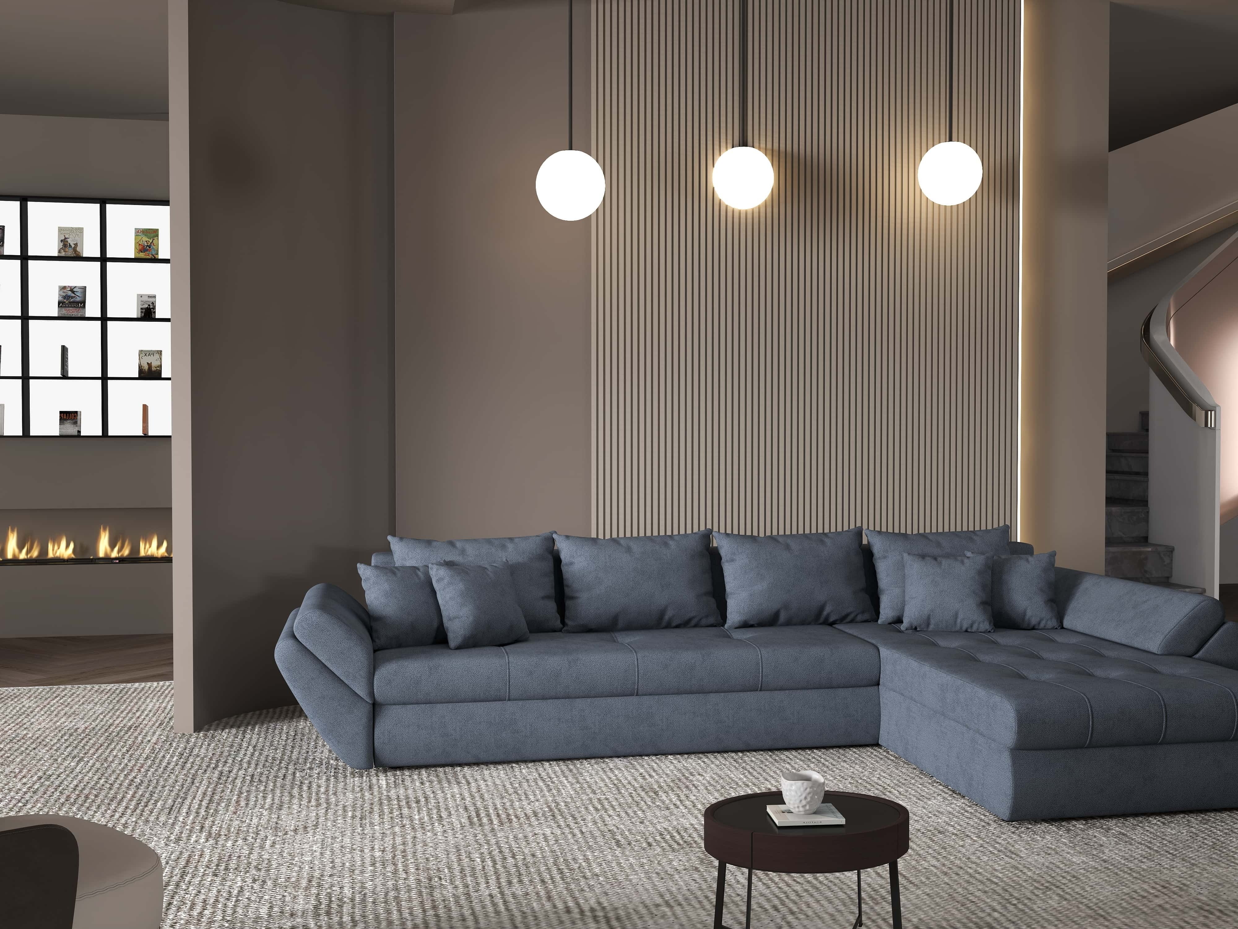 Colțar extensibil dumonde cu ladă de depozitare si sezut confortabil din spuma HR, Loana XL Enjoy Antracit II 335x185 cm Fabrica