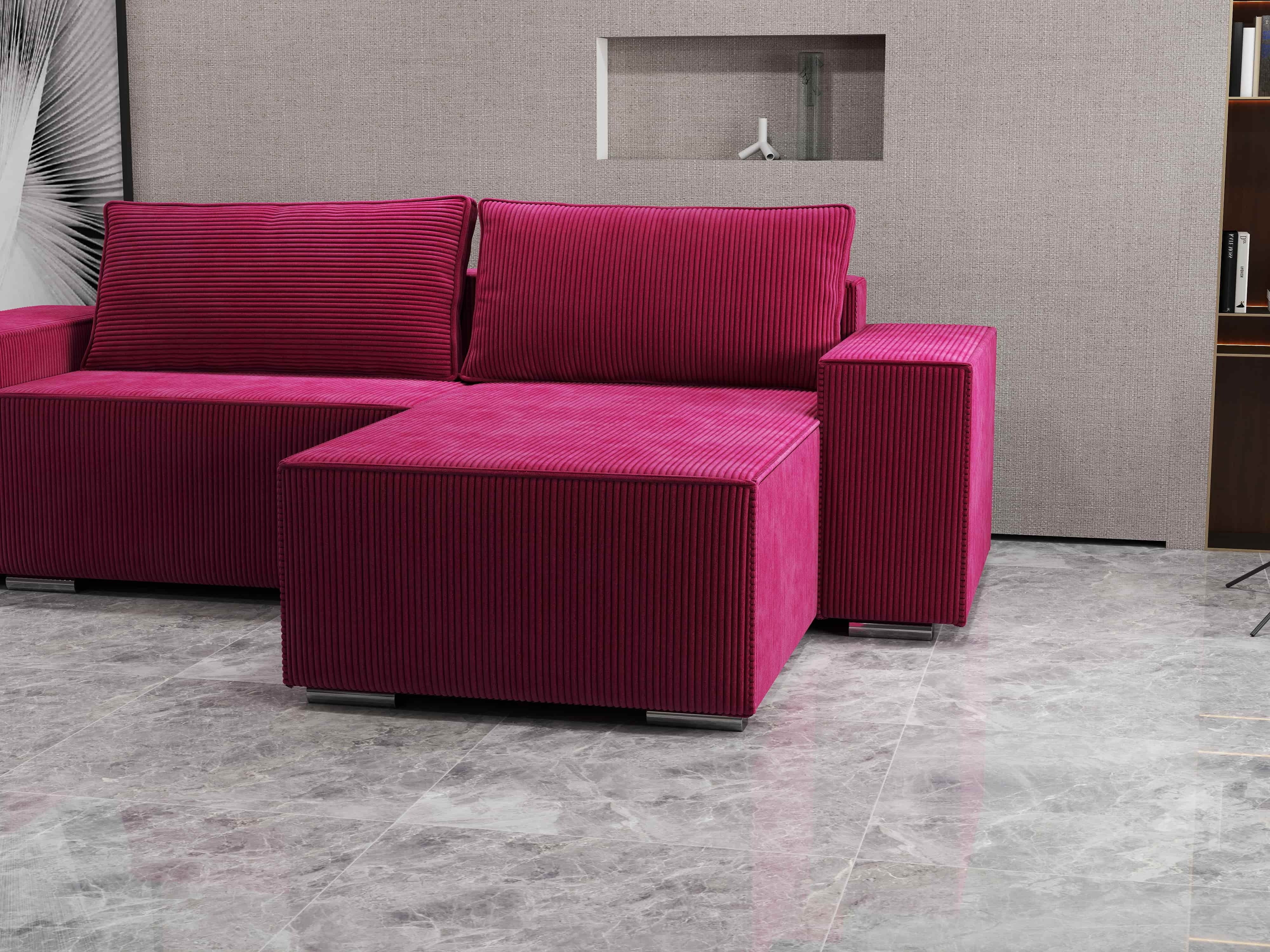 Colțar extensibil dumonde cu ladă de depozitare si sezut confortabil din spuma HR, Dream Zoom Rosu 290x185 cm II Fabrica