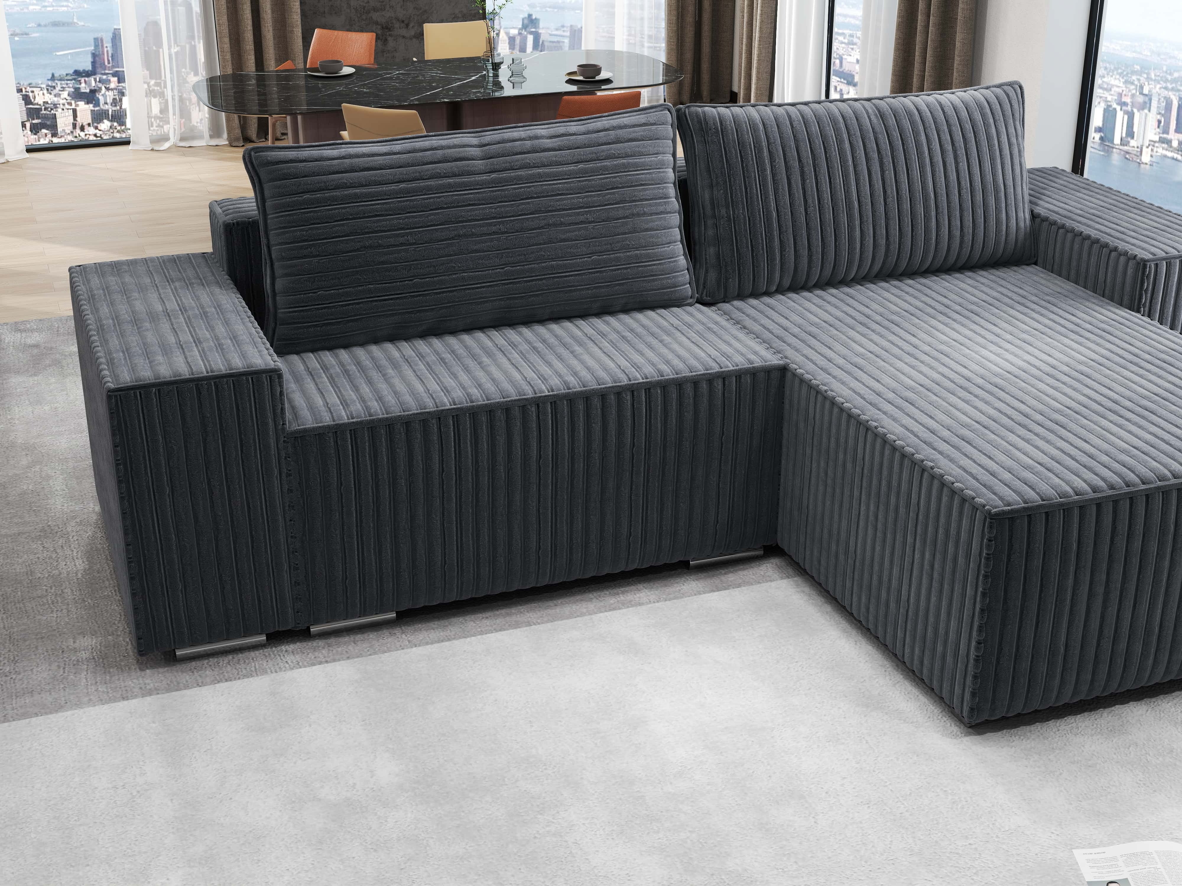 Colțar extensibil dumonde cu ladă de depozitare si sezut confortabil din spuma HR, Dream Ambience Gri 290x185 cm II Fabrica