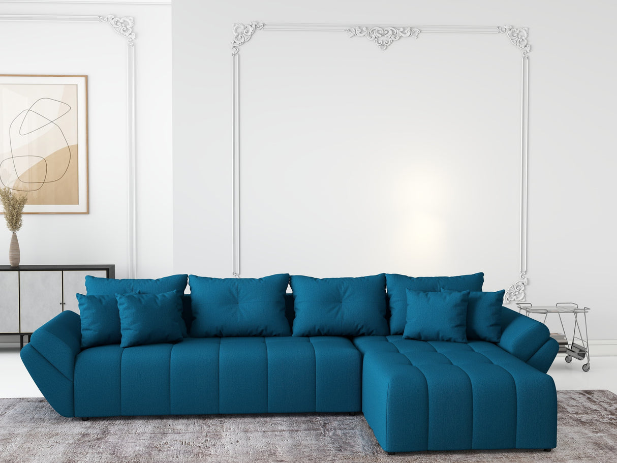 Colțar extensibil dumonde cu ladă de depozitare si sezut confortabil din spuma HR, Berlin XL Enjoy Verde Petrol 350x185 cm II Fabrica
