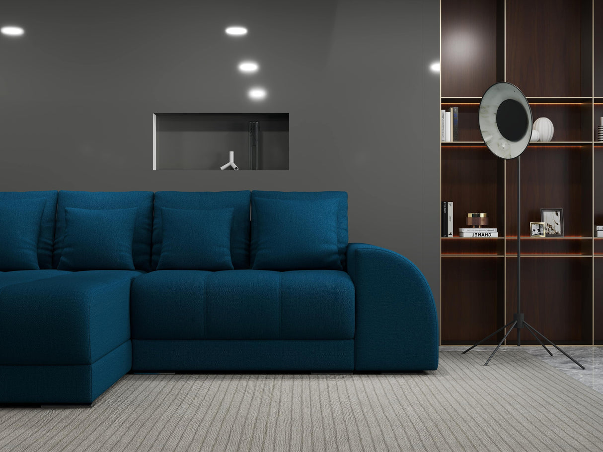 Colțar extensibil dumonde cu ladă de depozitare si sezut confortabil din spuma HR, Verona Enjoy Verde Petrol 290x185 cm Fabrica