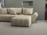 Colțar extensibil dumonde cu ladă de depozitare si sezut confortabil din spuma HR, Berlin Enjoy Beige 280x185 cm II Fabrica