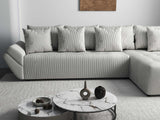 Colțar extensibil dumonde cu ladă de depozitare si sezut confortabil din spuma HR, Berlin XL Zoom Pearl 350x185 cm II Fabrica