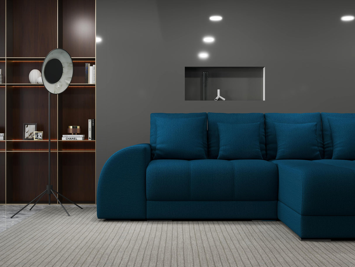 Colțar extensibil dumonde cu ladă de depozitare si sezut confortabil din spuma HR, Verona Enjoy Verde Petrol II 290x185 cm Fabrica
