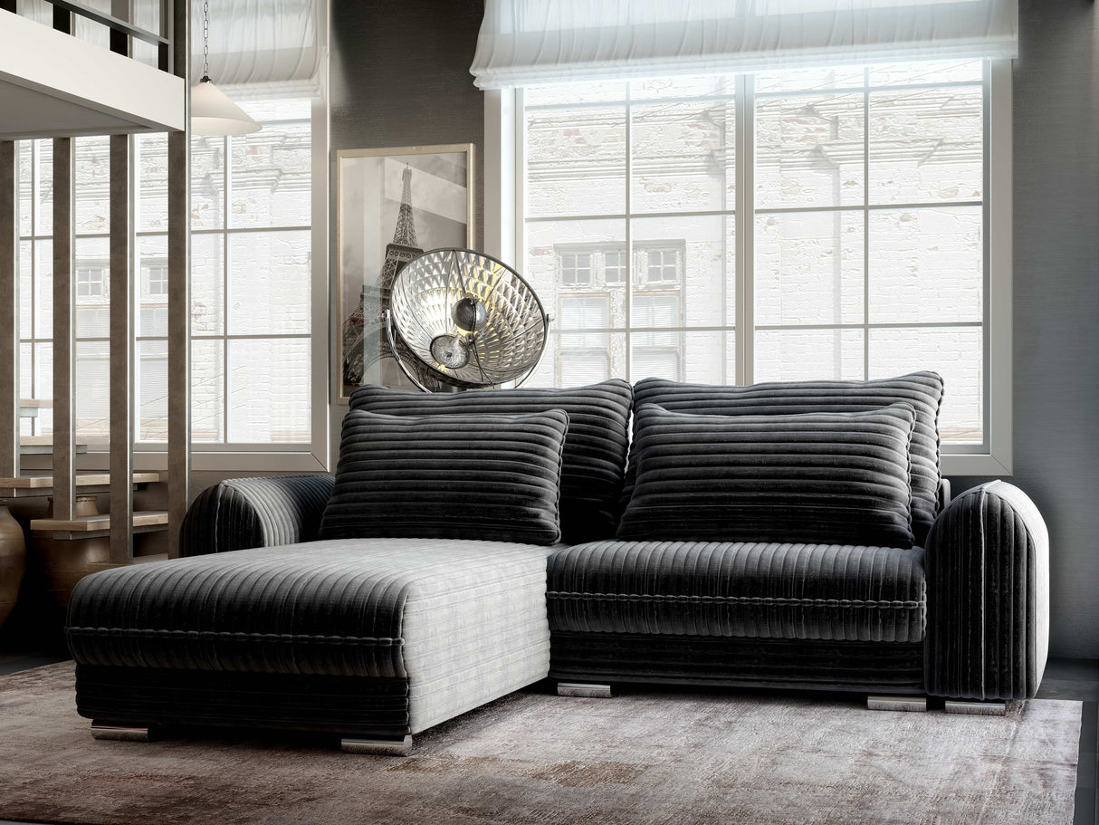 Colțar extensibil dumonde cu ladă de depozitare si sezut confortabil din spuma HR, Denver Ambience Gri 275x185 cm Fabrica