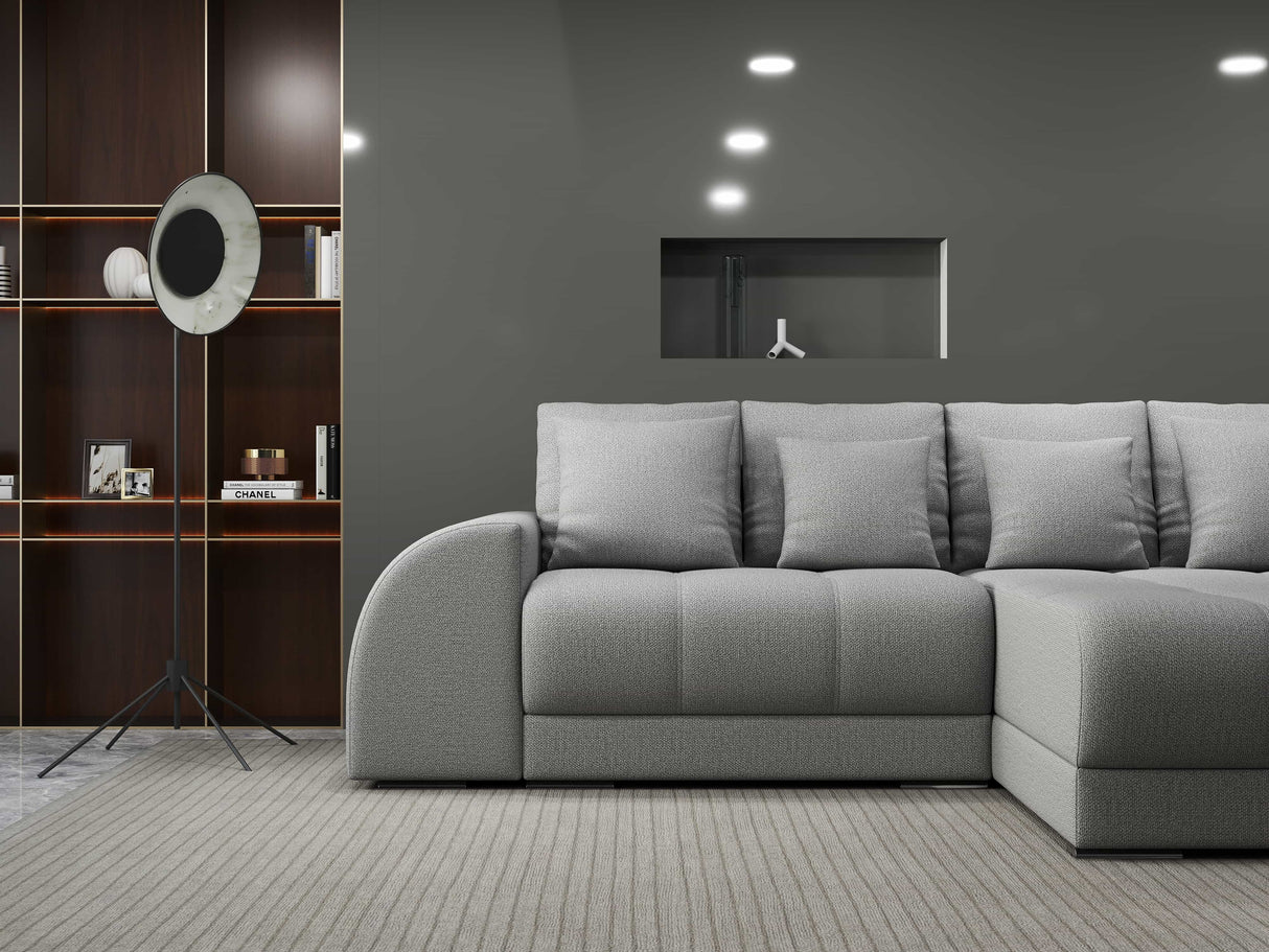 Colțar extensibil dumonde cu ladă de depozitare si sezut confortabil din spuma HR, Verona Enjoy Gri II 290x185 cm Fabrica
