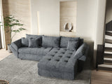 Colțar extensibil dumonde cu ladă de depozitare si sezut confortabil din spuma HR, Loana Euphoria Graphit II 275x185 cm Fabrica
