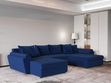 Colțar extensibil dumonde cu ladă de depozitare si sezut confortabil din spuma HR, Loana Royal Albastru U 355x185 cm Fabrica