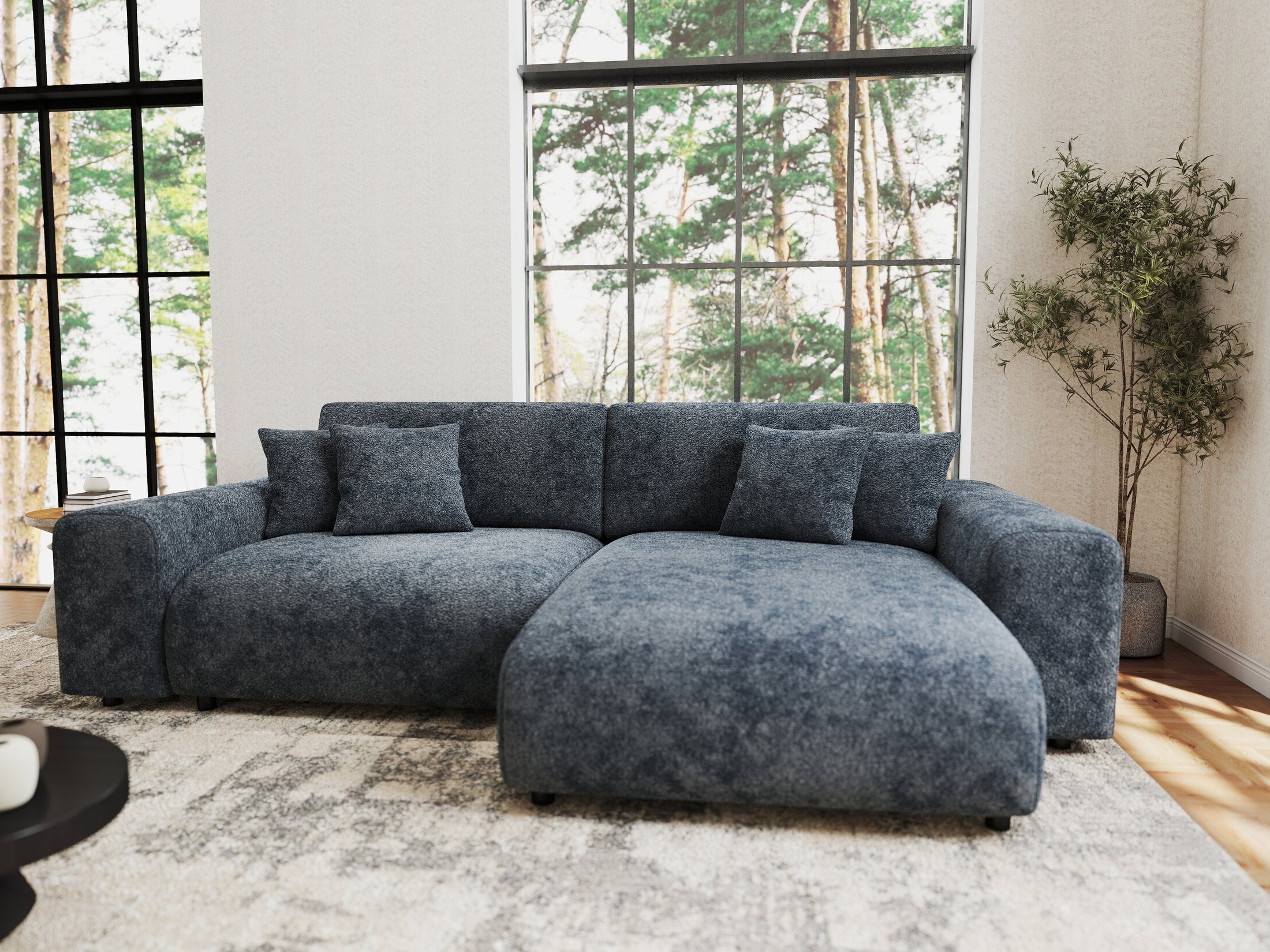 Colțar extensibil dumonde cu ladă de depozitare si sezut confortabil din spuma HR, Sarina Euphoria Gri Grafit 255x168 cm II