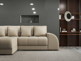 Colțar extensibil dumonde cu ladă de depozitare si sezut confortabil din spuma HR, Verona Enjoy Beige 290x185 cm Fabrica