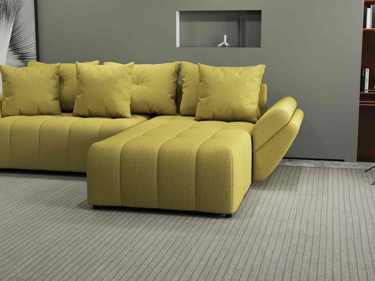 Colțar extensibil dumonde cu ladă de depozitare si sezut confortabil din spuma HR, Berlin Enjoy Verde 280x185 cm II Fabrica