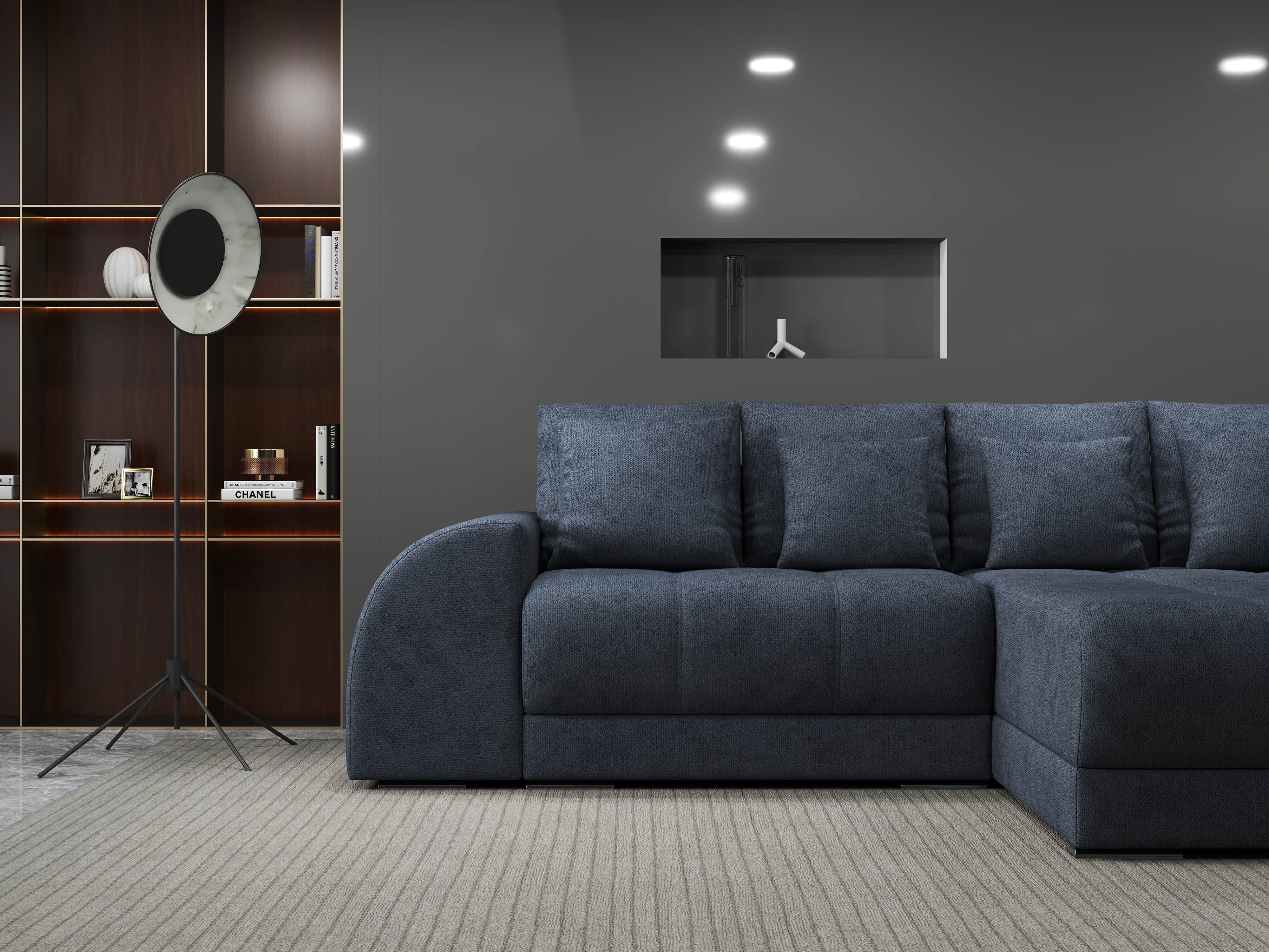 Colțar extensibil dumonde cu ladă de depozitare si sezut confortabil din spuma HR, Verona Enjoy Gri Antracit II 290x185 cm Fabrica