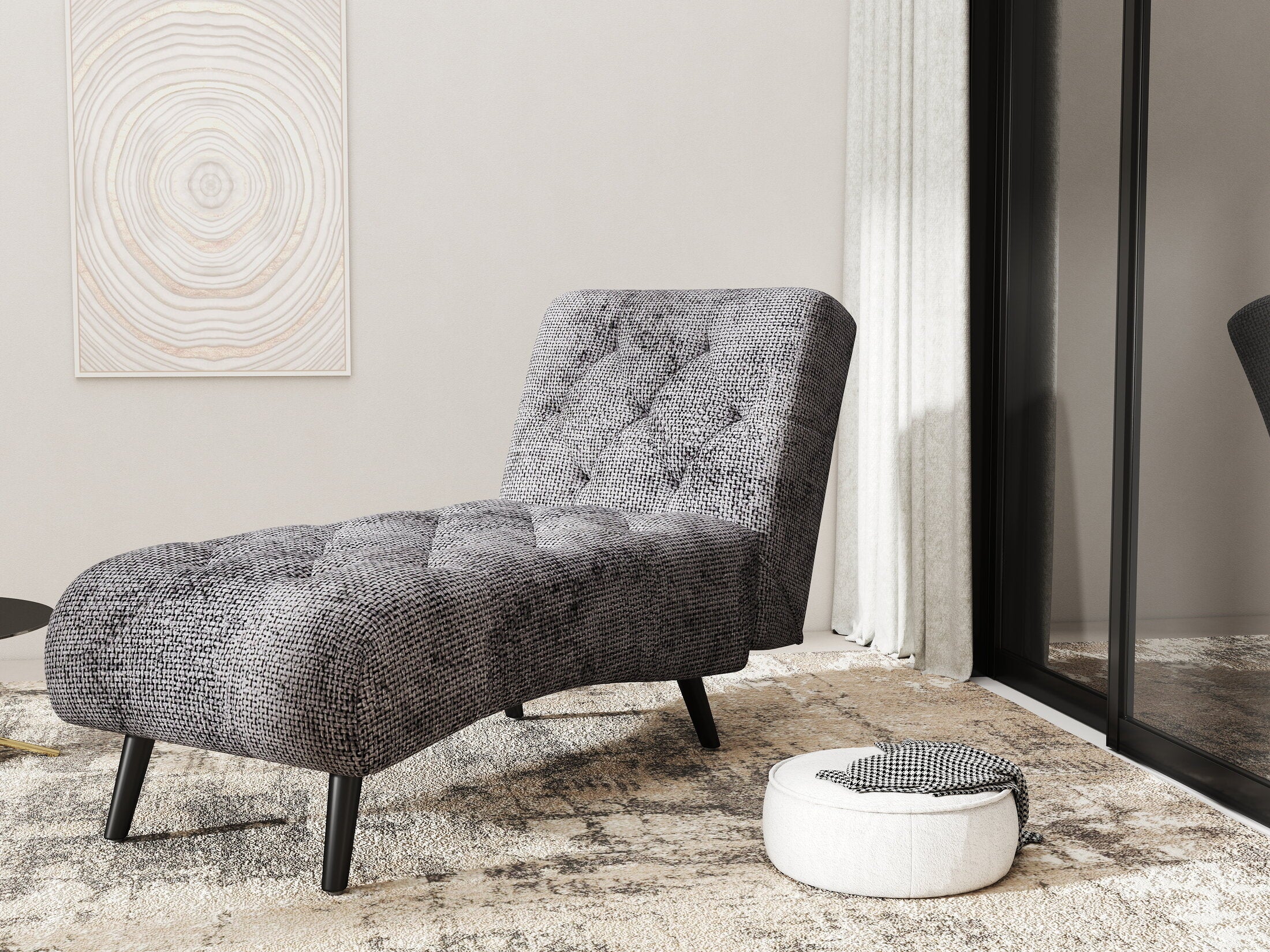 Fotoliu dumonde tapitat Gri modern Armoné 65x146cm