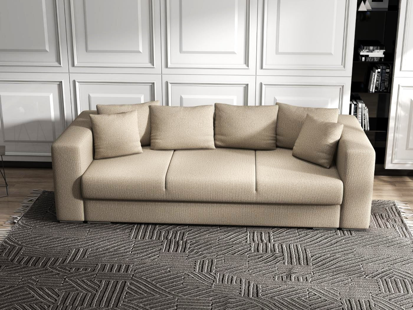 Canapea extensibilă dumonde cu ladă de depozitare si sezut confortabil din spuma HR, Gloria Bej II 240x100 cm Fabrica