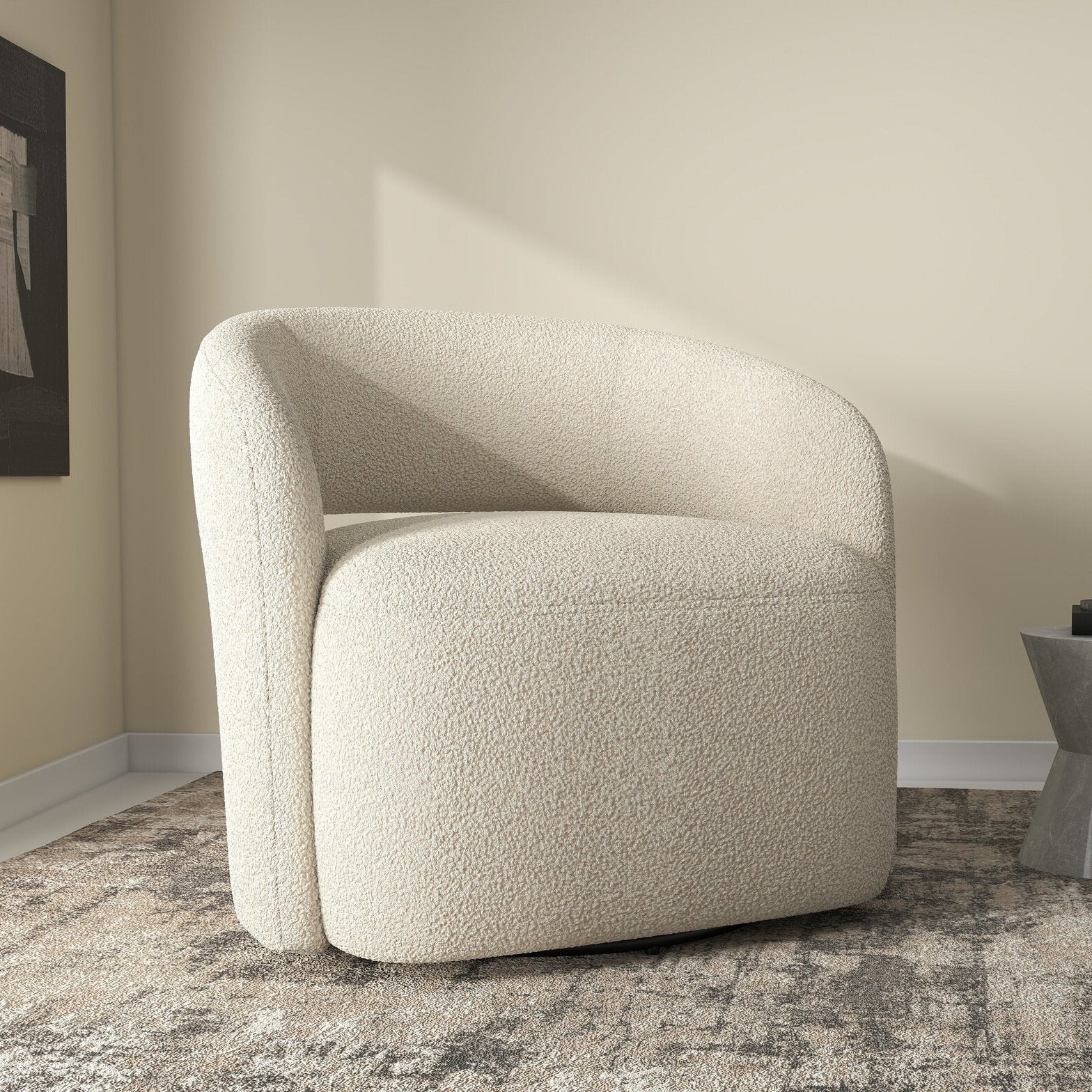 Fotoliu dumonde tapitat Bej modern Elvaro 77x83cm