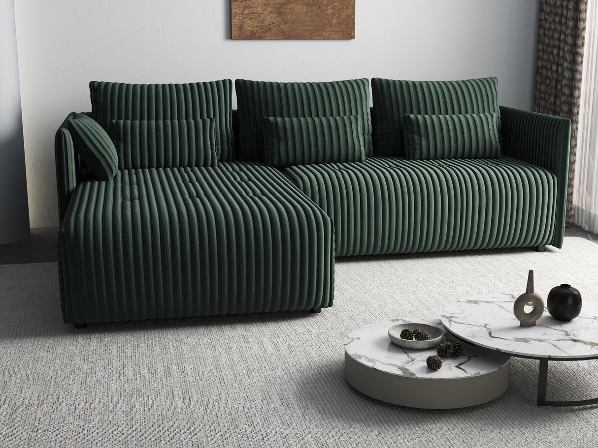 Colțar extensibil dumonde cu ladă de depozitare si sezut confortabil din spuma HR, Malta Ambience Verde II 235x185 cm