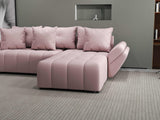 Colțar extensibil dumonde cu ladă de depozitare si sezut confortabil din spuma HR, Berlin Enjoy Roz 280x185 cm II Fabrica