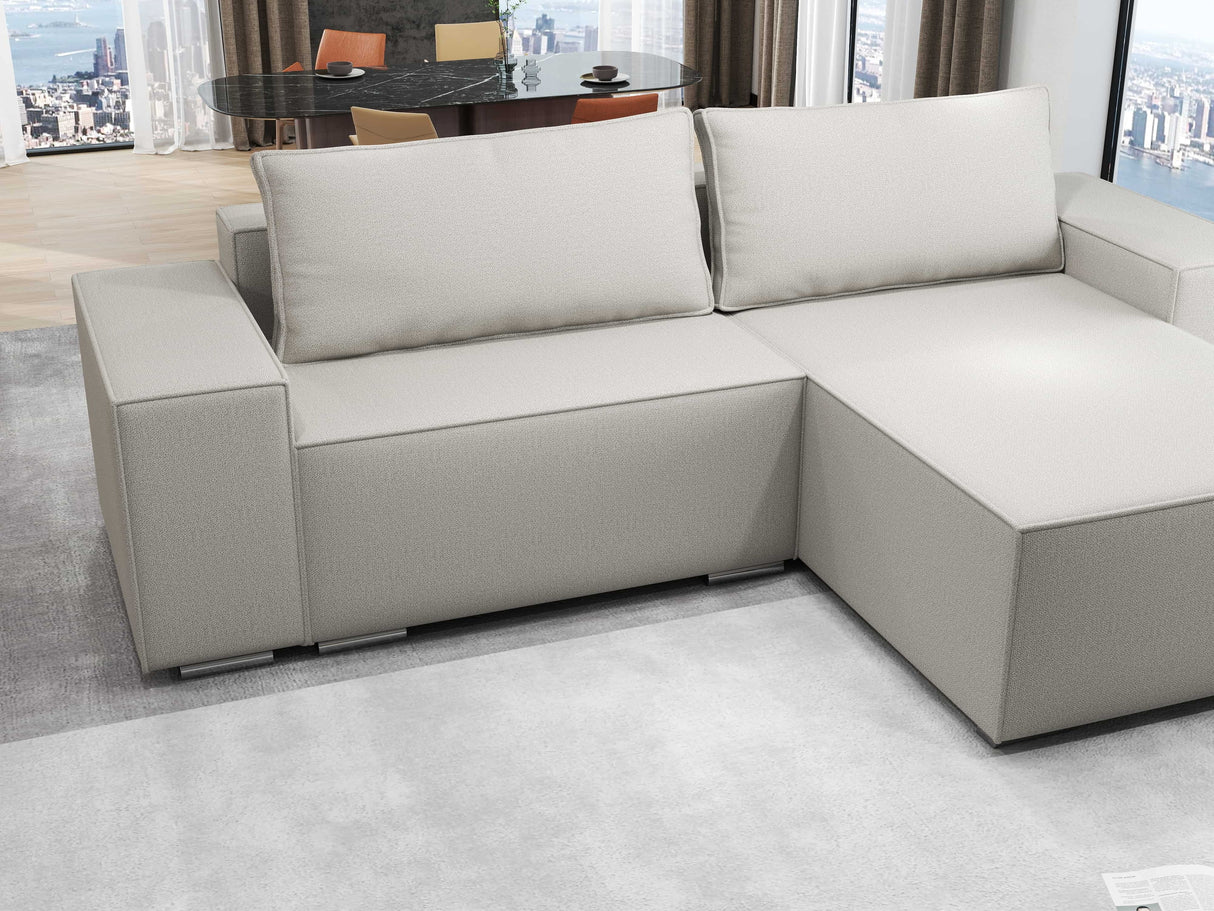 Colțar extensibil dumonde cu ladă de depozitare si sezut confortabil din spuma HR, Dream Enjoy Bej 290x185 cm II Fabrica