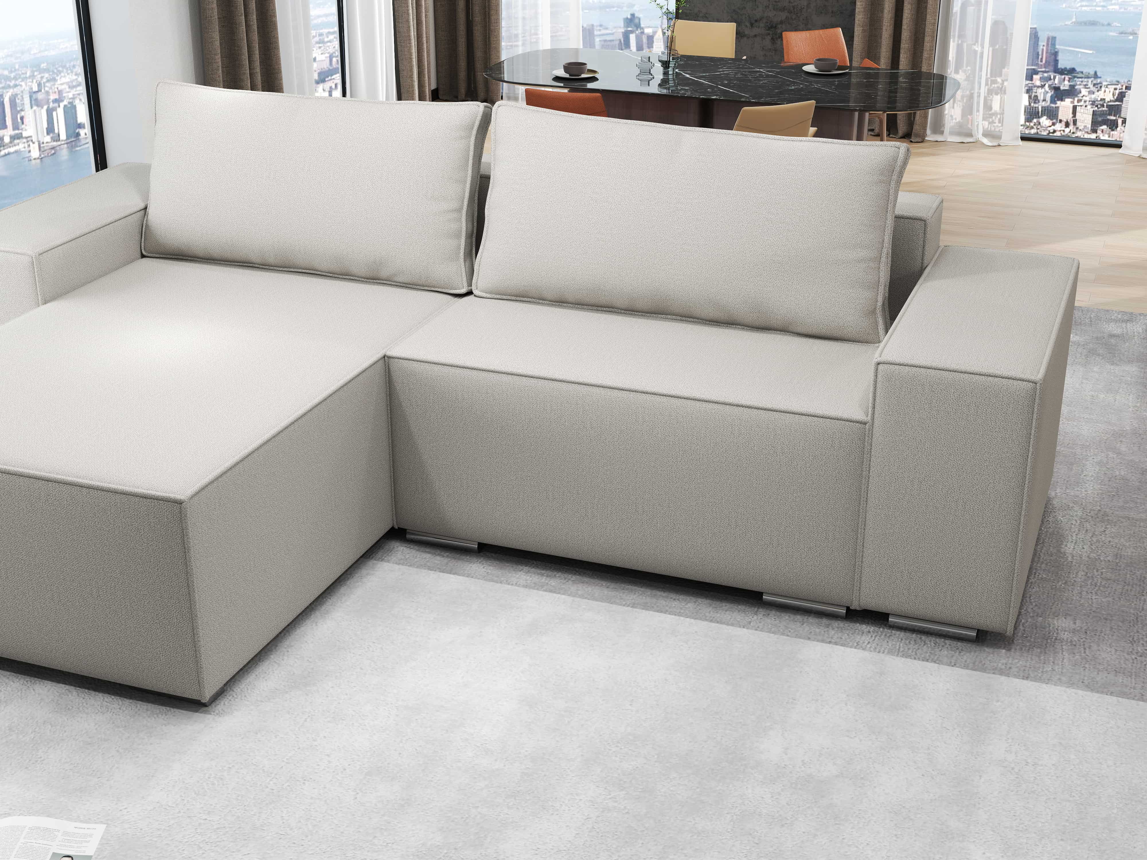 Colțar extensibil dumonde cu ladă de depozitare si sezut confortabil din spuma HR, Dream Enjoy Bej 290x185 cm Fabrica