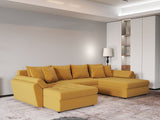 Colțar extensibil dumonde cu ladă de depozitare si sezut confortabil din spuma HR, Loana Royal Mustar U 355x185 cm Fabrica