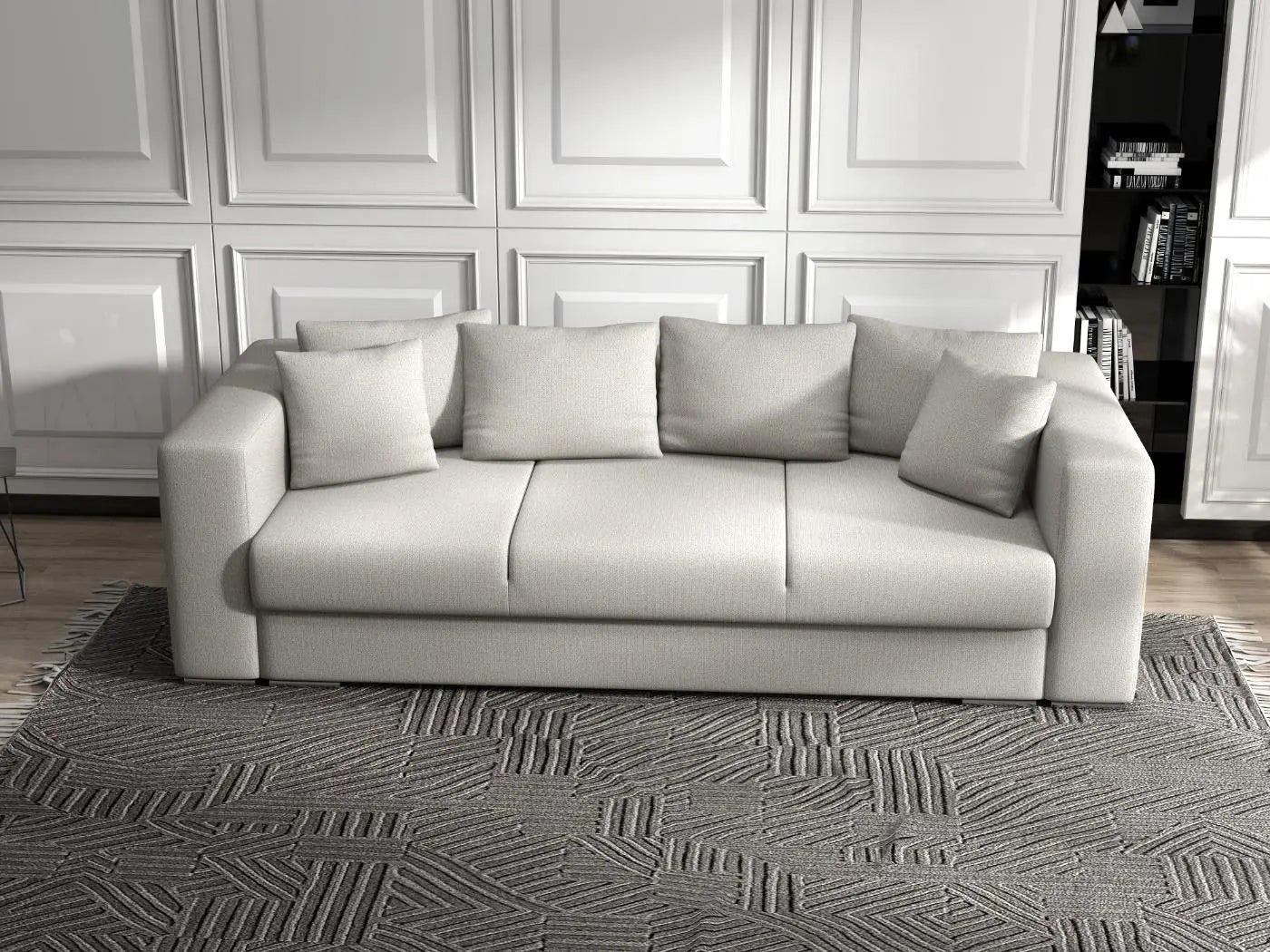 Canapea extensibilă dumonde cu ladă de depozitare si sezut confortabil din spuma HR, Gloria Bej 240x100 cm Fabrica