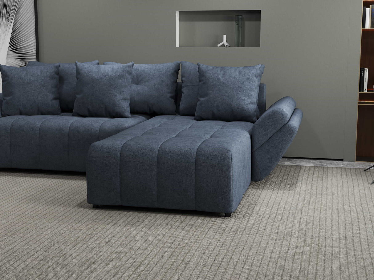 Colțar extensibil dumonde cu ladă de depozitare si sezut confortabil din spuma HR, Berlin Grey II 280x185 cm Fabrica