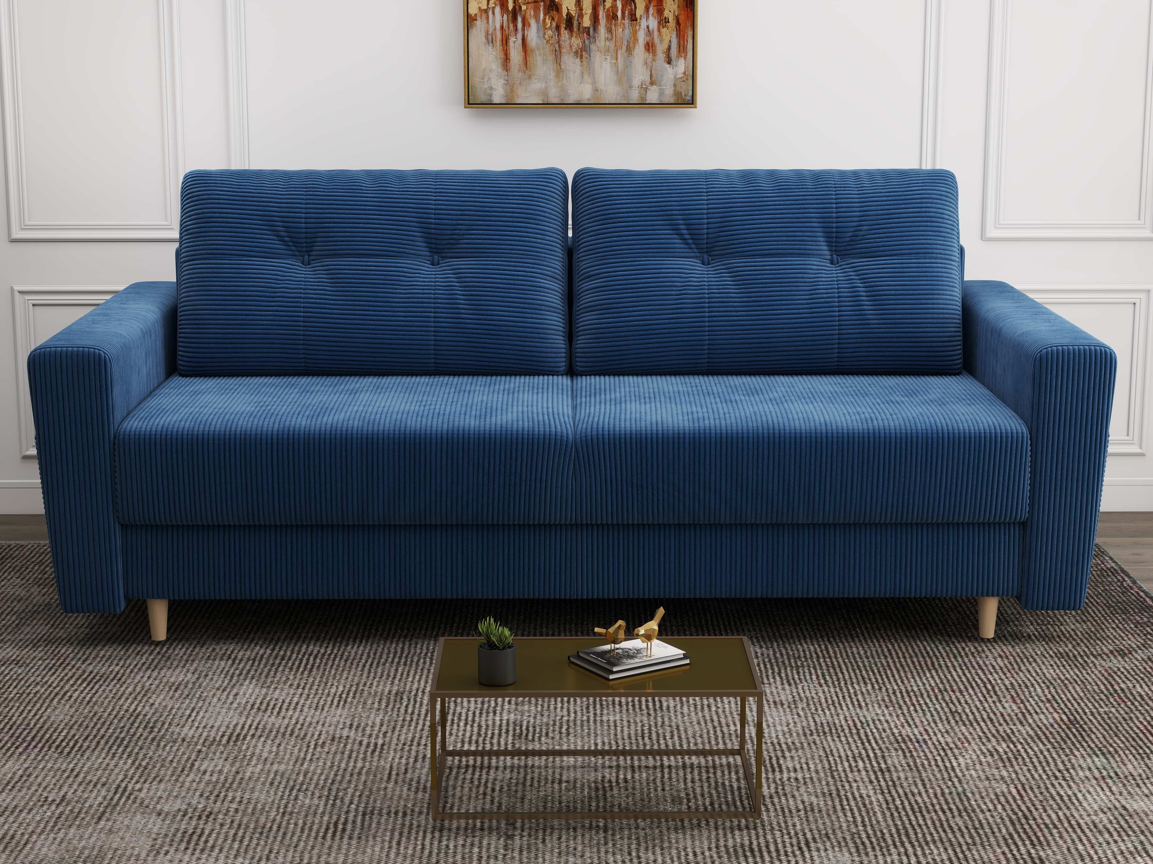 Canapea extensibilă dumonde cu ladă de depozitare si sezut confortabil din spuma HR, Summer Zoom Albastru 225x100 cm