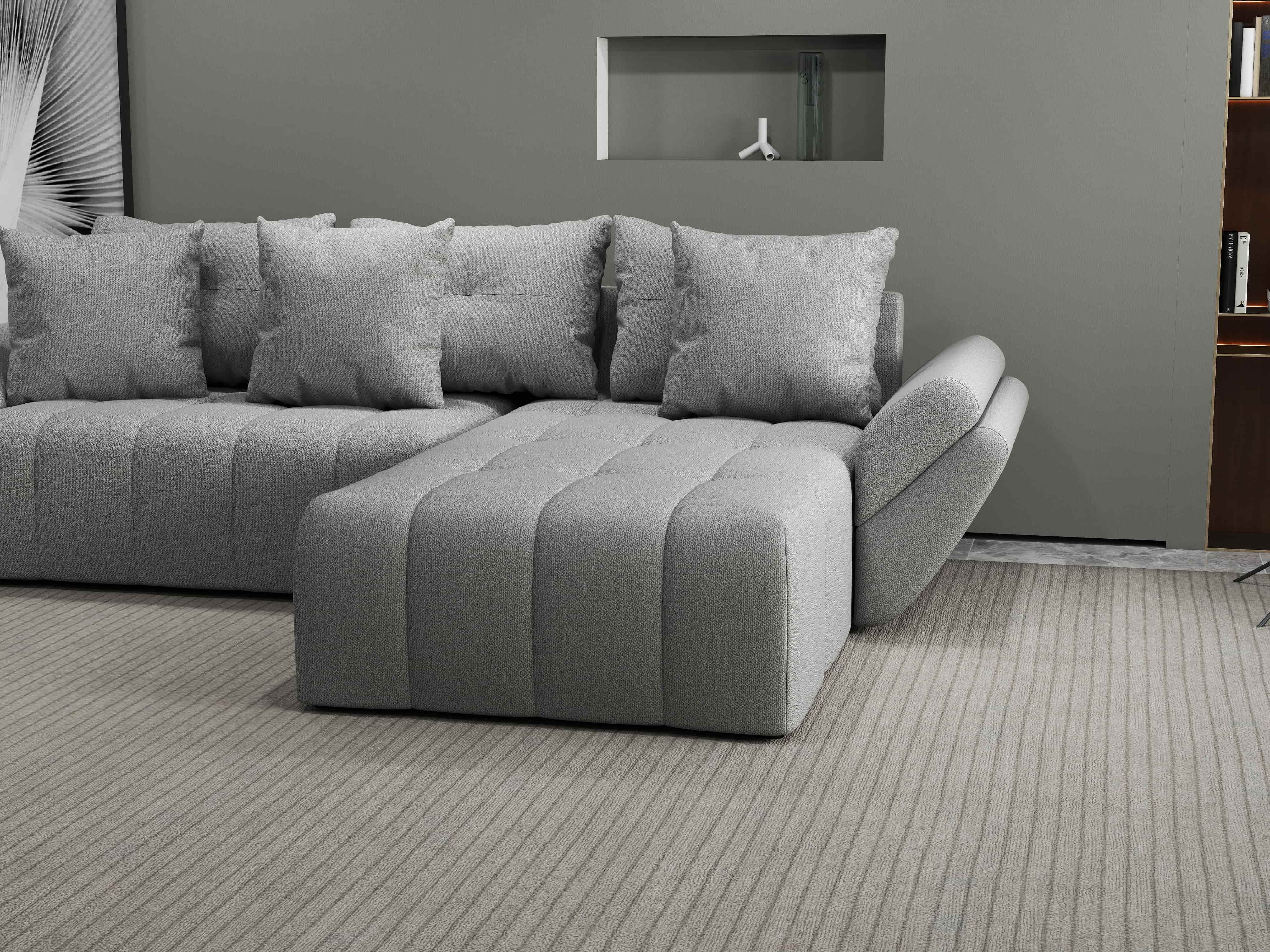 Colțar extensibil dumonde cu ladă de depozitare si sezut confortabil din spuma HR, Berlin Enjoy Gri 280x185 cm II Fabrica