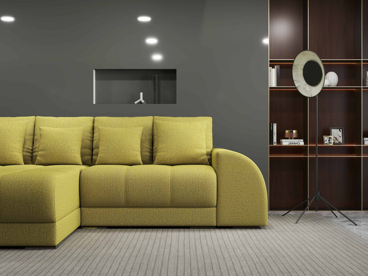 Colțar extensibil dumonde cu ladă de depozitare si sezut confortabil din spuma HR, Verona Enjoy Verde 290x185 cm Fabrica