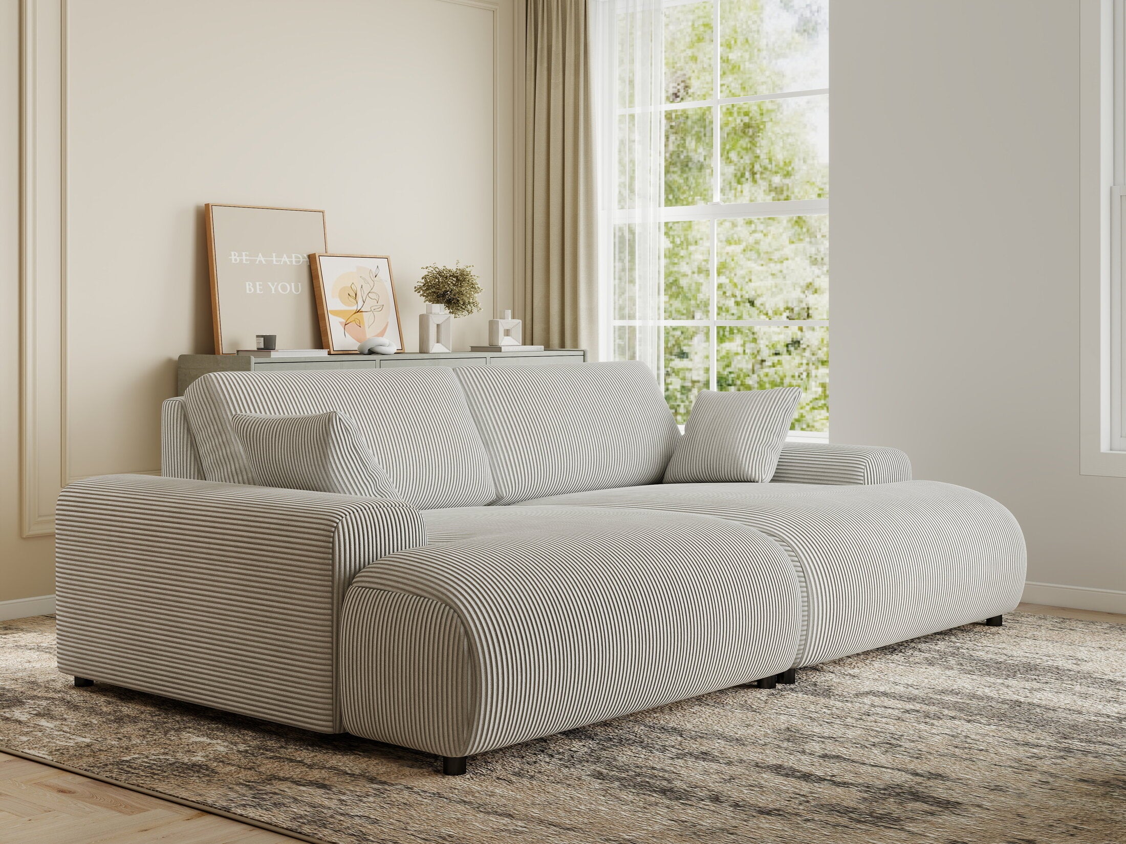 Canapea dumonde cu sezut confortabil din spuma HR, Hudson Zoom Gri 237x144 cm