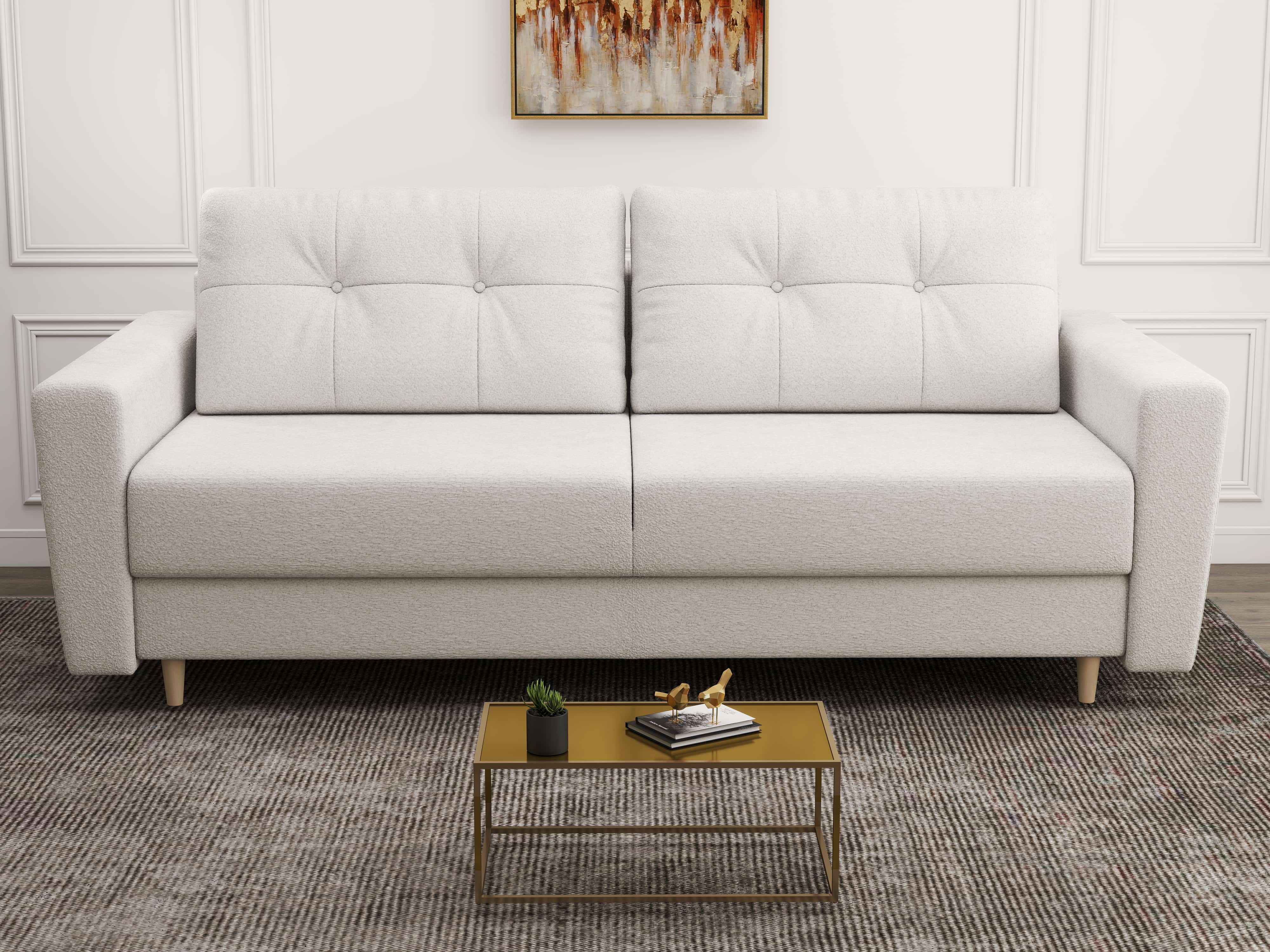Canapea extensibilă dumonde cu ladă de depozitare si sezut confortabil din spuma HR, Summer Euphoria Alb 225x100 cm