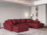 Colțar extensibil dumonde cu ladă de depozitare si sezut confortabil din spuma HR, Loana Enjoy Red U 355x185 cm Fabrica