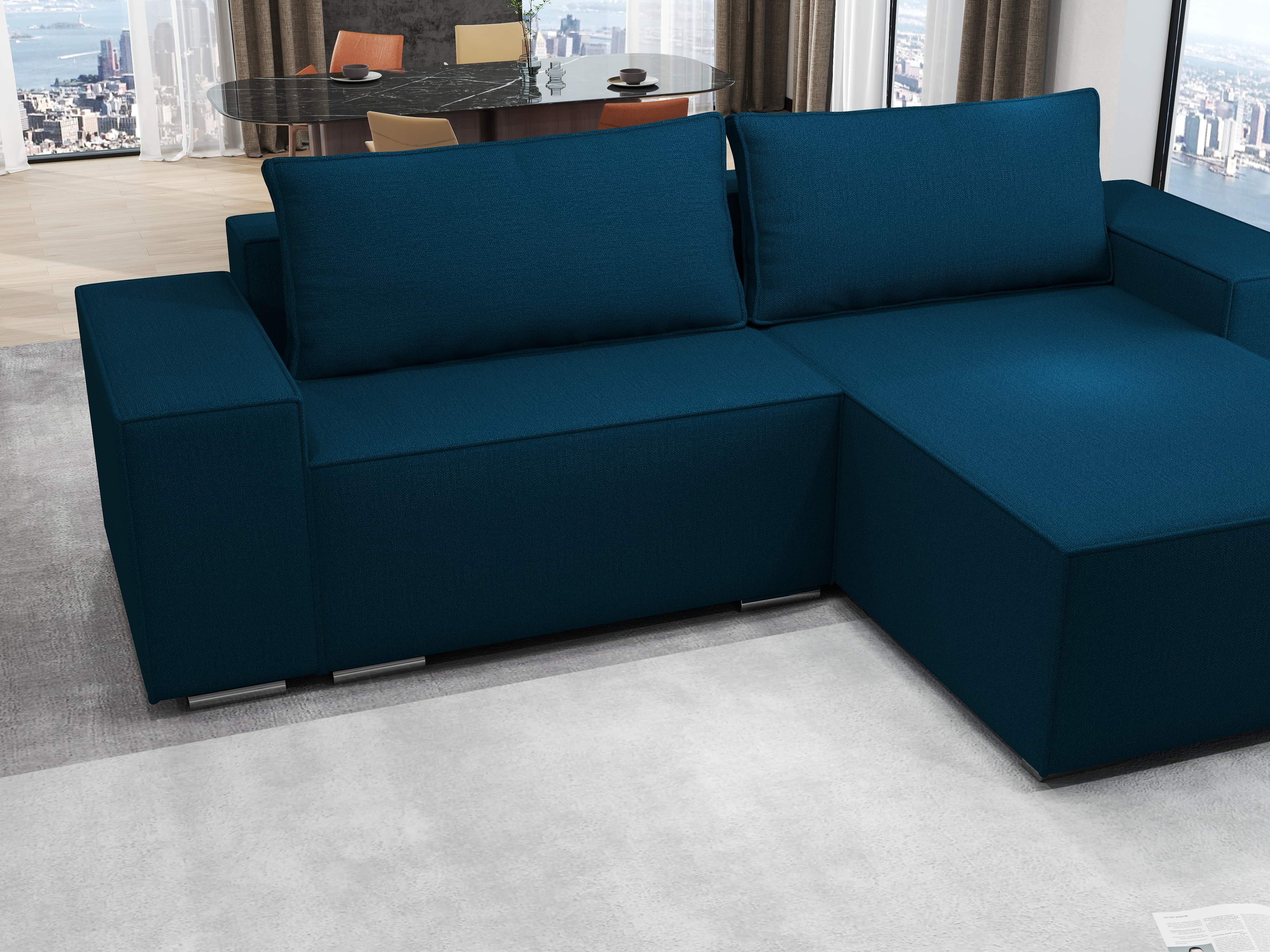 Colțar extensibil dumonde cu ladă de depozitare si sezut confortabil din spuma HR, Dream Enjoy Petrol 290x185 cm II Fabrica