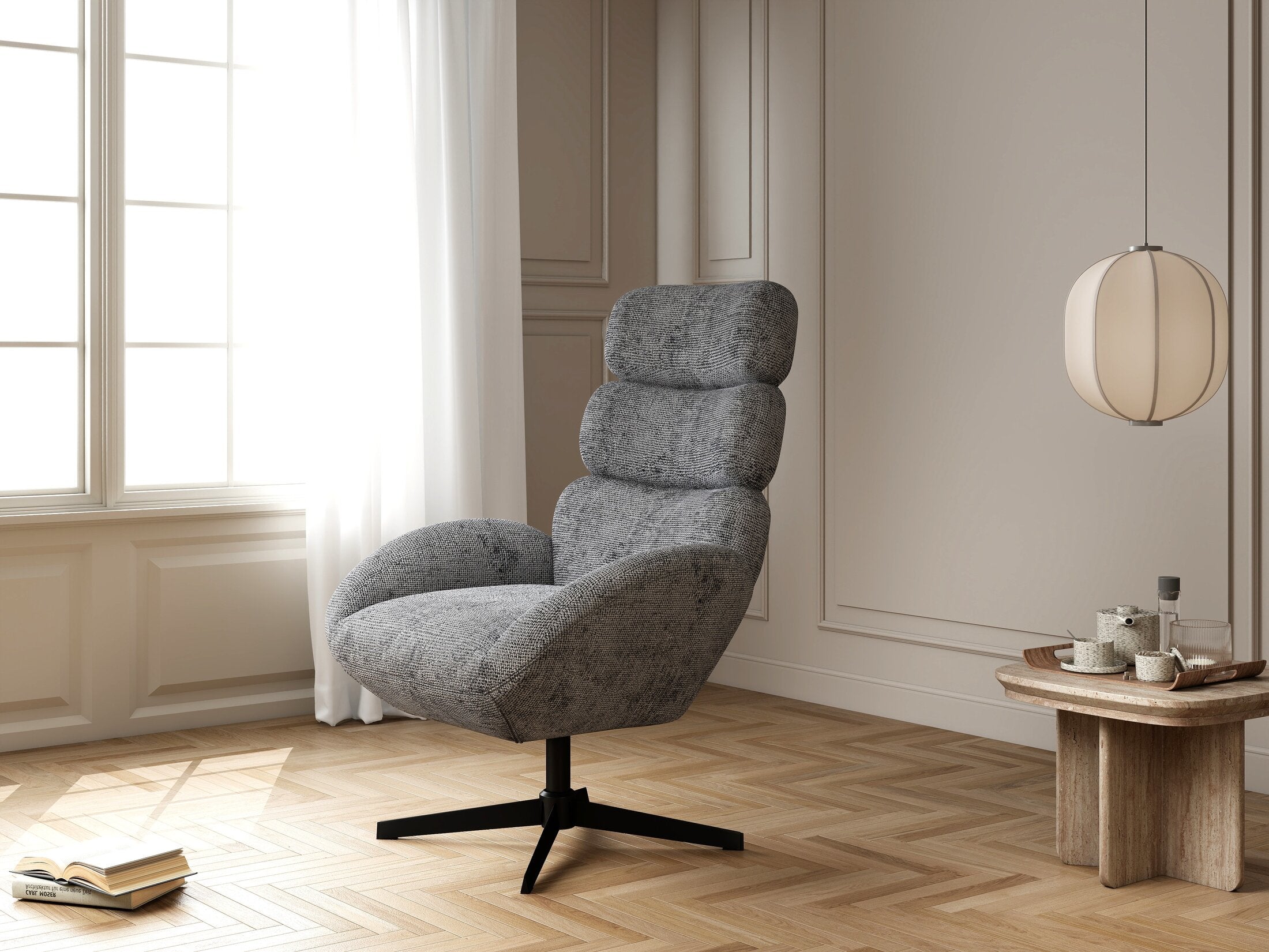 Fotoliu dumonde tapitat Gri modern Zaffiro 75x83cm