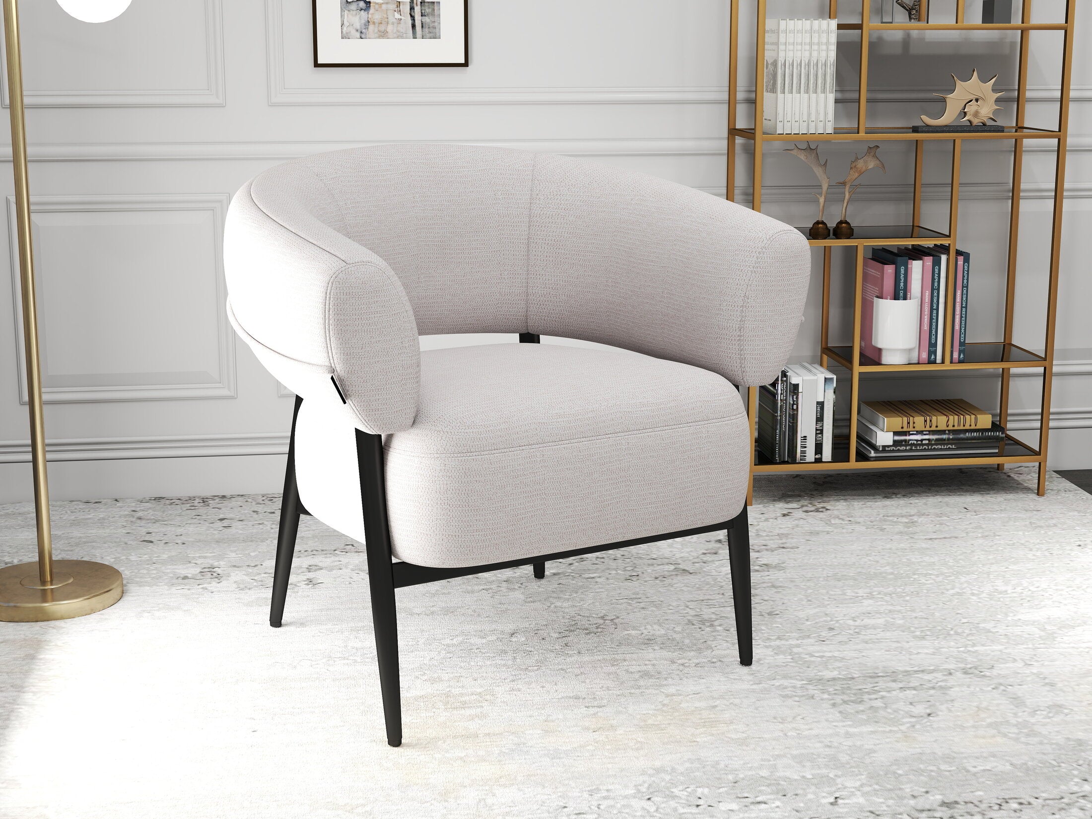 Fotoliu dumonde tapitat Alb modern Elysia 71x81cm