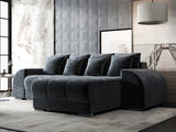 Colțar extensibil dumonde cu ladă de depozitare si sezut confortabil din spuma HR, Verona Euphoria Gri Grafit II 290x185 cm Fabrica