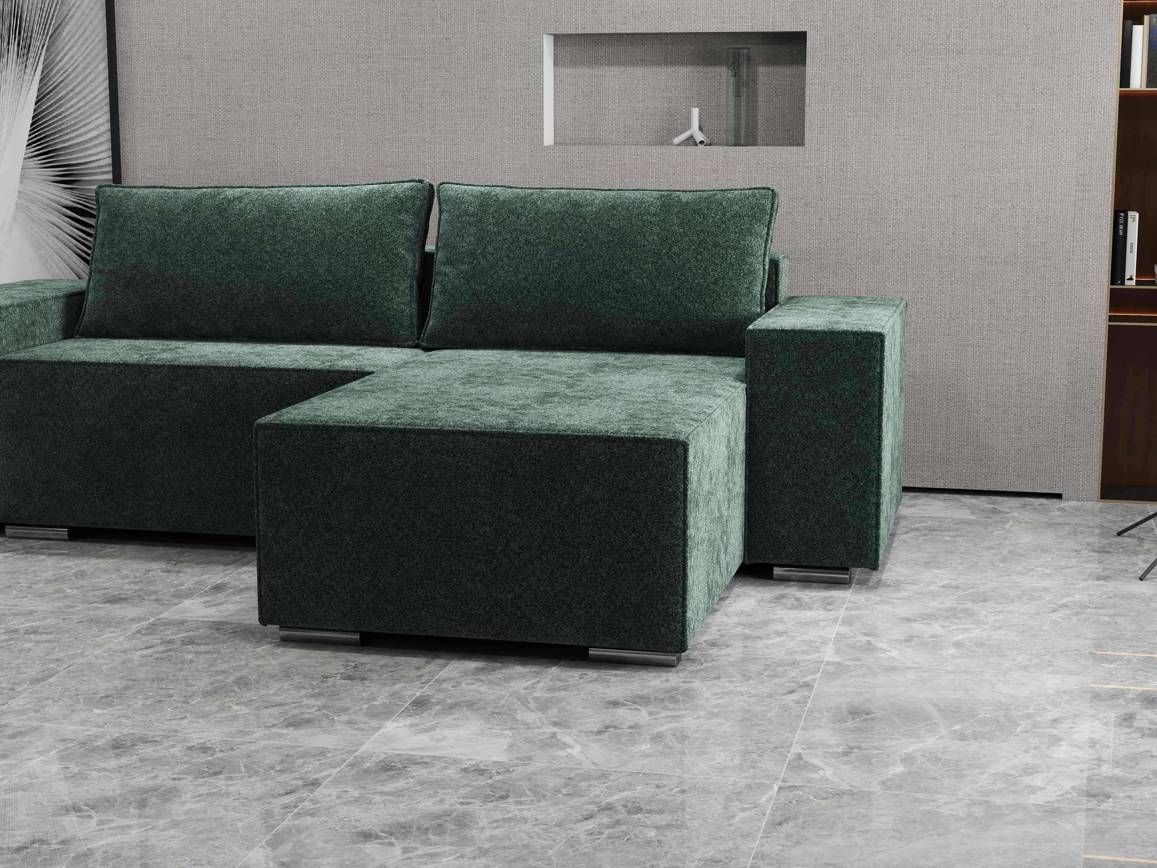 Colțar extensibil dumonde cu ladă de depozitare si sezut confortabil din spuma HR, Dream Euphoria Verde 290x185 cm II Fabrica