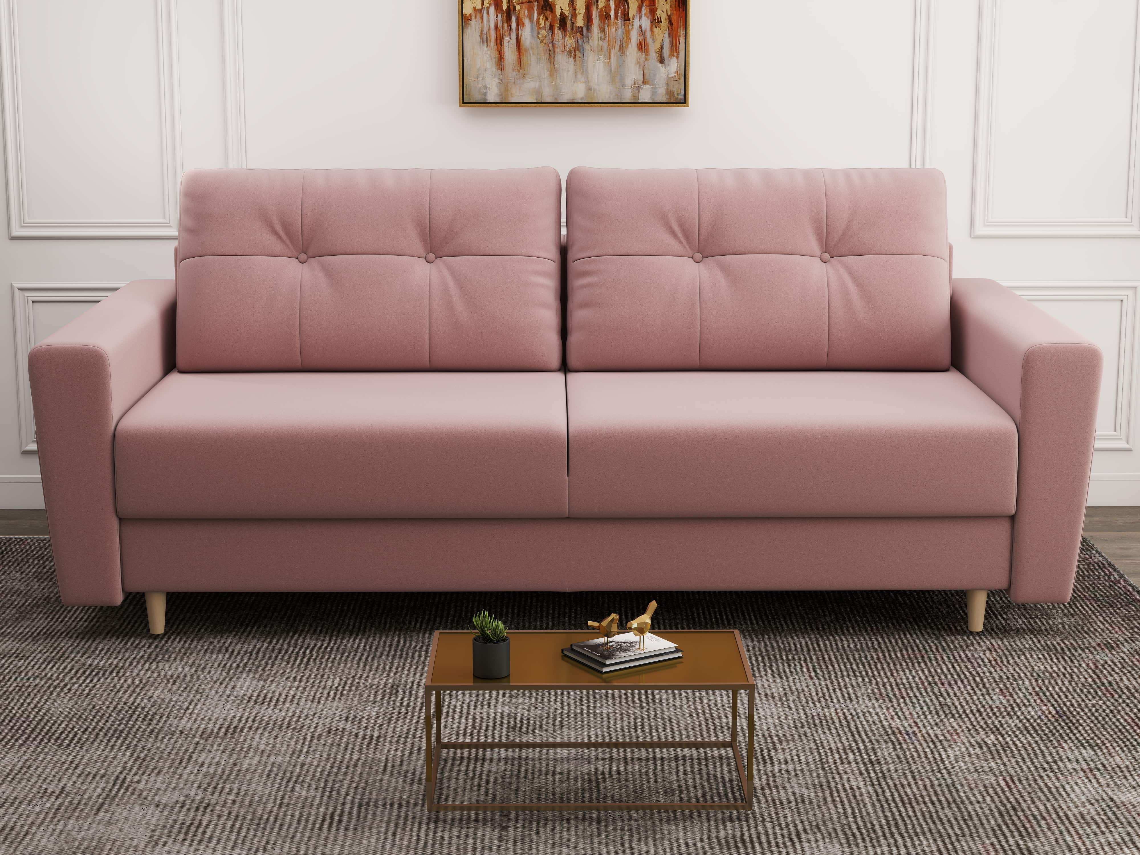 Canapea extensibilă dumonde cu ladă de depozitare si sezut confortabil din spuma HR, Summer Royal Roz 225x100 cm