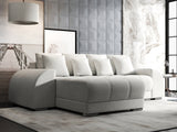 Colțar extensibil dumonde cu ladă de depozitare si sezut confortabil din spuma HR, Verona Euphoria Alb 290x185 cm Fabrica