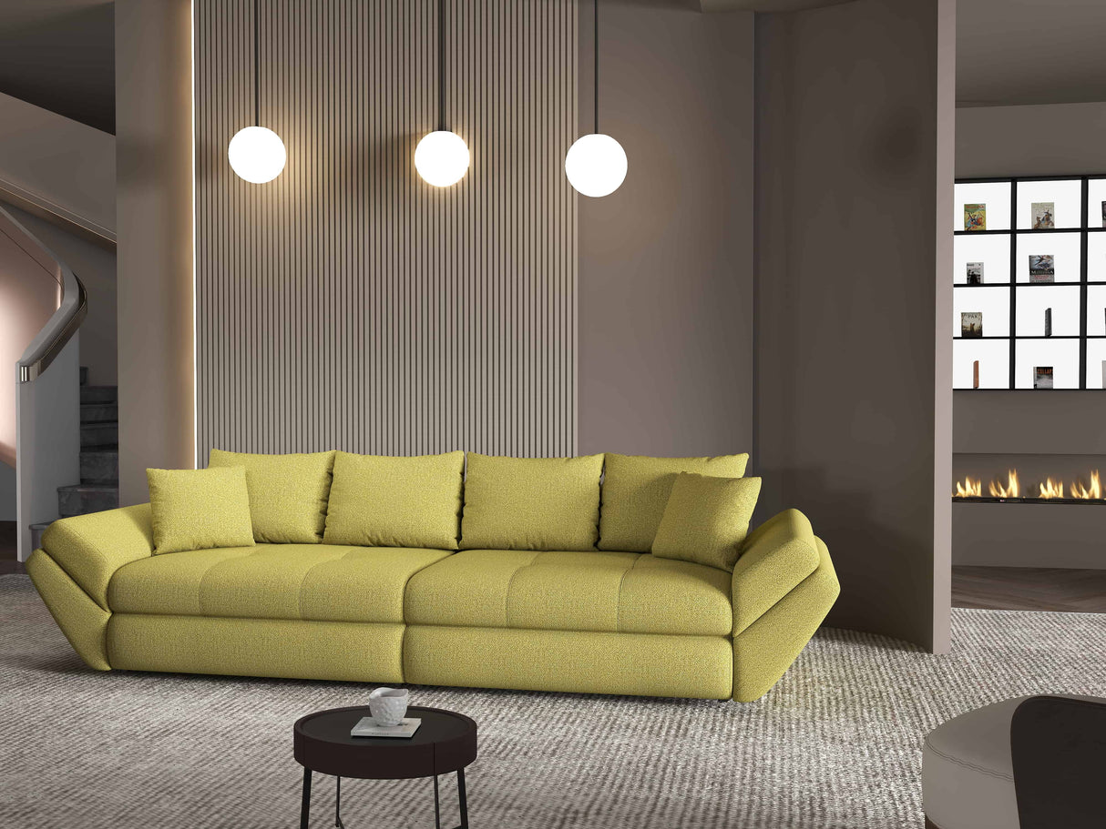Canapea extensibilă dumonde cu ladă de depozitare si sezut confortabil din spuma HR, Loana Enjoy Verde 300x100 cm Fabrica