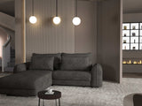 Colțar extensibil dumonde cu ladă de depozitare si sezut confortabil din spuma HR, Denver Enjoy Negru 275x185 cm Fabrica